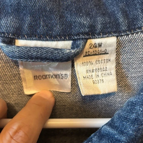 Vintage Blue Denim Jacket with Scalloped Edges and Sleeves - Picture 2 of 4